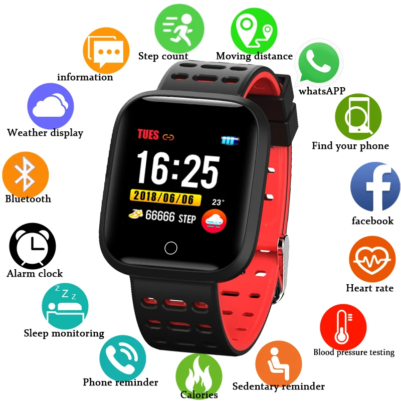 

2019 New Smart Watch Waterproof Sports Watch Pedometer Heart Rate Blood Pressure Monitoring Smart Bracelet For Android iOS+BOX