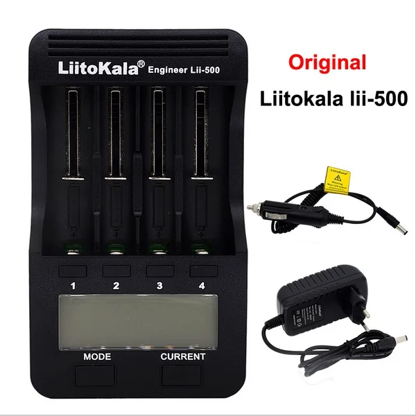Beste Liitokala lii 500 LCD3.7V 1.2 V AA AAA 18650 26650 16340 14500 10440 18500 Acculader met scherm + 12V2A adapte + uitgang 5V1A