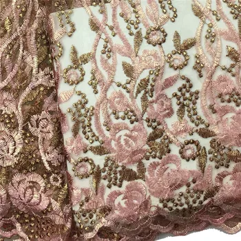 

Most beautiful Embroidered vines pattern with metal threads French Lace,FC6 Free shipping wholesale African Tulle Lace Fabric