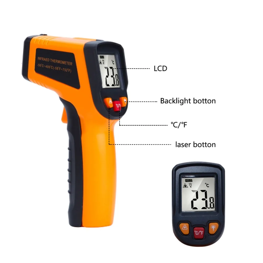 

Handheld -50-400 Degree Thermometer Digital IR Laster Infrared Temperature Meter Non-contact LCD Gun Style