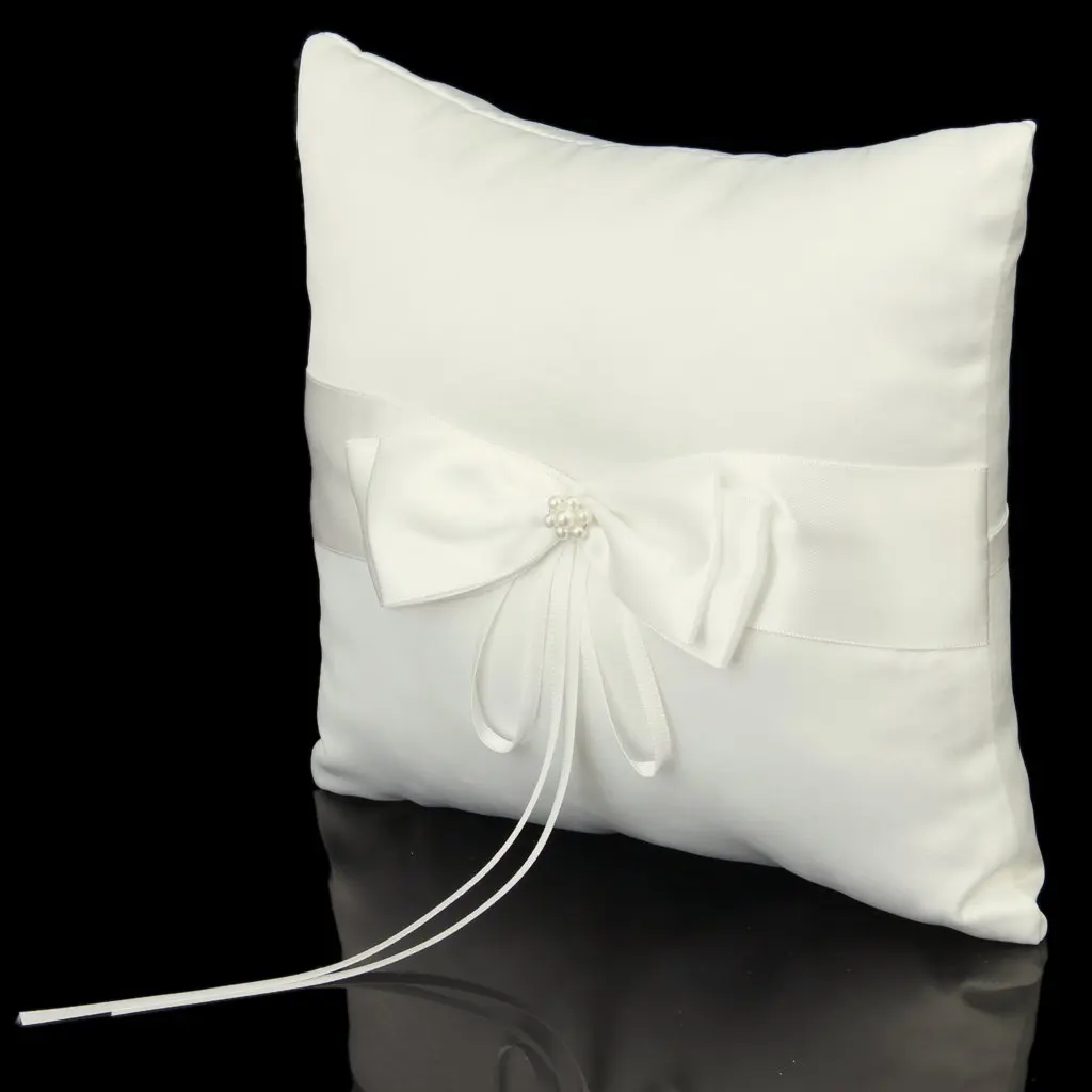 SDFC Faux Pearl Decorated Wedding Ring Pillow Cushion Bearer 20 x 20cm---Ivory SDFC Faux Pearl Decorated Wedding Ring Pillow Cushion Bearer 20 x 20cm---Ivory