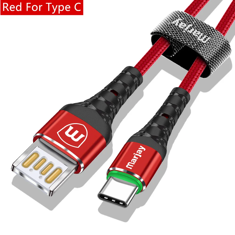 Marjay 3A Быстрая зарядка 3,0 Реверсивный Micro usb type C кабель для samsung Xiaomi huawei LG htc Android USB-C Кабель зарядного устройства - Цвет: Red For Type-C