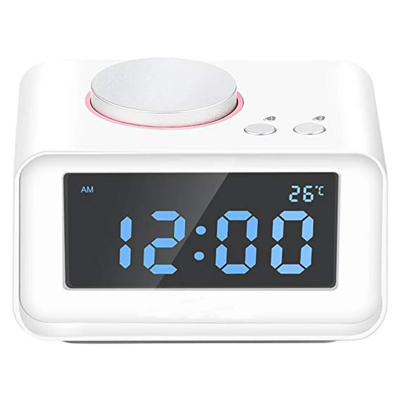 

LED Digital Alarm Clock Radio Support AUX in USB Charging Ports LCD Display Digital Table Clock with Temperature Desktop Watch