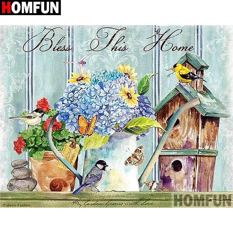 

HOMFUN Full Square/Round Drill 5D DIY Diamond Painting "Bird house scenery" Embroidery Cross Stitch 3D Home Decor Gift A12829