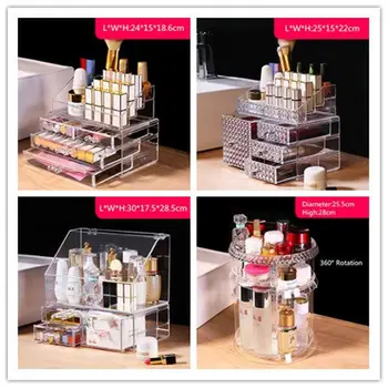 

Transparent cosmetic storage box 360 degree rotating multi-layer drawer classification management cosmetics