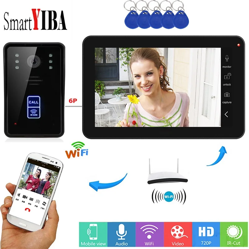 SmartYIBA квартира домофон 9 &quotHD 1000TVL камера проводной/беспроводной Wi Fi видео телефон