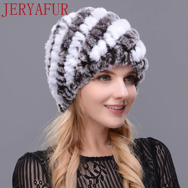 Jeryafur человек женщина натуральный мех шляпа Рог кроличий ручной работы меху шапка