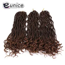 20 дюймов Faux locs Curly End вязание крючком оплетка Омбрэ шиньон с волокном синтетические пучки волос Eunice Продукты для волос