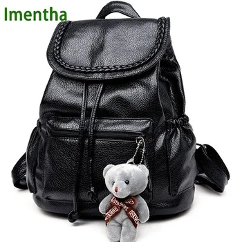 2017 women Bagpack Female PU shiny leather black Backpack Women Back Pack Lady School Bags for Teenagers girls