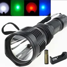 Tinhofire высокое качество HS-802 CREE светодиодный белый/красный/зеленый/синий свет светодиодный фонарик+ 18650 батарея+ зарядное устройство