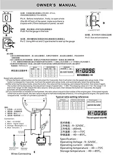 ДЛЯ МОРСКОГО КАТЕРА автомобиля грузовик тахометр Gauge 9-32 V Pulse 8 KRPM 85mm 316L черный ободок черный циферблат 900-00020