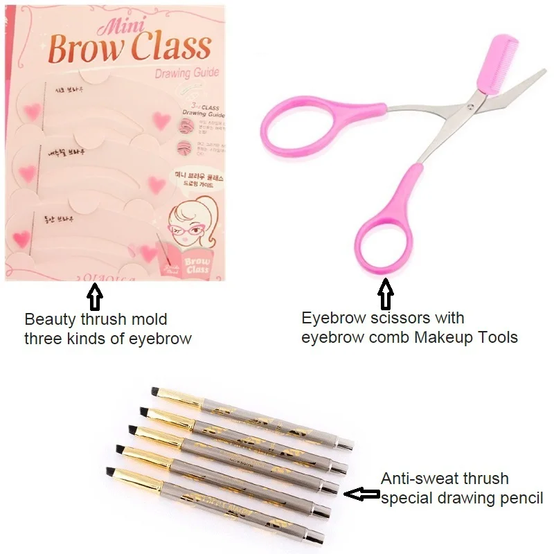 

Makeup Set 3PCS Make Up Sets Eyebrow Shaping Stencil For Eyebrows Eyeliner Durable Resistance Sweat Eyebrow Pencil Trimmer.