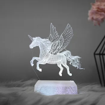 

Remote Control Colorful 3D Night Light Rechargeable Crack Base Unicorn Dinosaur Touch Sensor USB Table Lamp LED Lights luminaria
