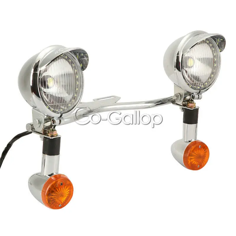 

Driving Passing Turn Signals Angel Eye Spot LED DRL Light w/ Bar For Yamaha V-Star XVS 650 1100 Custom Silverado Road Star XV
