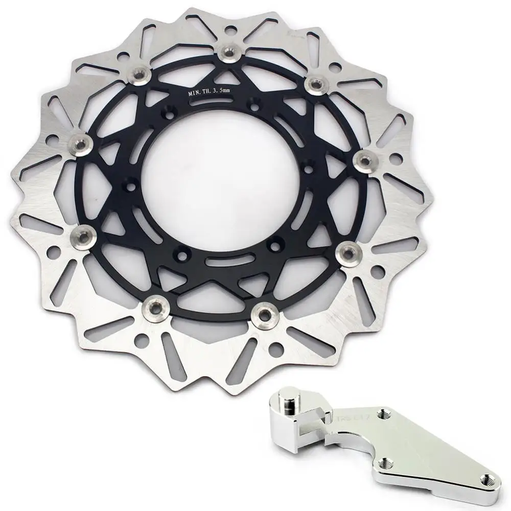 BIKINGBOY для Yamaha YZ-F 250 450 YZ 250 450 F 2008 2009 2010 2011 2012 2013 320 мм передний тормозной диск поворотный кронштейн - Цвет: Black Silver