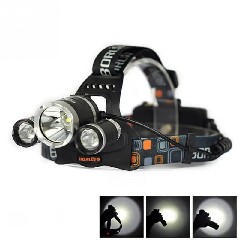 

5000LM 3-Head 1T6 2R2 LED Recharge 18650 Headlamp Headlight Light Lamp