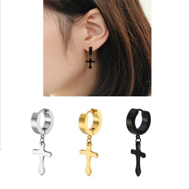 2018 Stainless Steel Hoop Earrings Circle Gold Large Cross 2018 Stainless Steel Hoop Earrings Circle Gold Large Cross Earring Personality Black Sliver For Woman Harajuku In From Jewelry