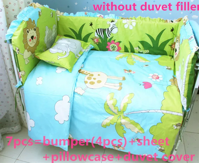 

Promotion! 6/7PCS Cute Baby Cot Set 100% Cotton Crib Set For Kids,Baby Bedding Set ,120*60/120*70cm