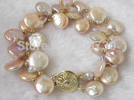 

00723 13mm butterfly pink coin freshwater bracelets