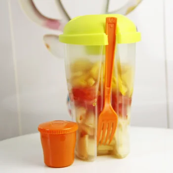 

Fresh Salad Container Serving Lunch Cup with Portable Shaker and Fork Set Vegetable Fruit Salad Outdoor Sport Diet Salad Tool