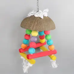 Кокосовое в виде ракушки качающаяся игрушка для попугай деревянный попугай птицы игрушки упражнения Trainning кусать жевательные игрушечные