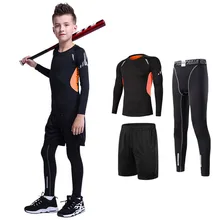 Детский комплект для бокса, компрессионная футболка+ штаны, детский Рашгард для бега, баскетбола, обтягивающие футболки, брюки для подростков, спортивная одежда ММА