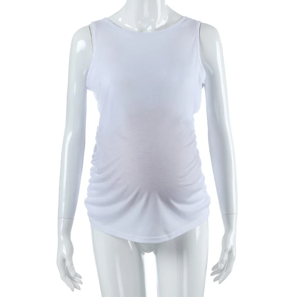 Женская одежда для беременных без рукавов, однотонный Классический верх с рюшами, блузка для беременных, топ для кормящих, ropa mujer, Одежда для беременных, C613