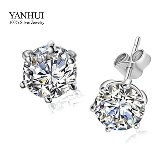 Hot Have S925 Stamp Pure 925 Sterling Silver Stud Earrings Set Hot Have S925 Stamp Pure 925 Sterling Silver Stud Earrings Set Round 6 Mm 1