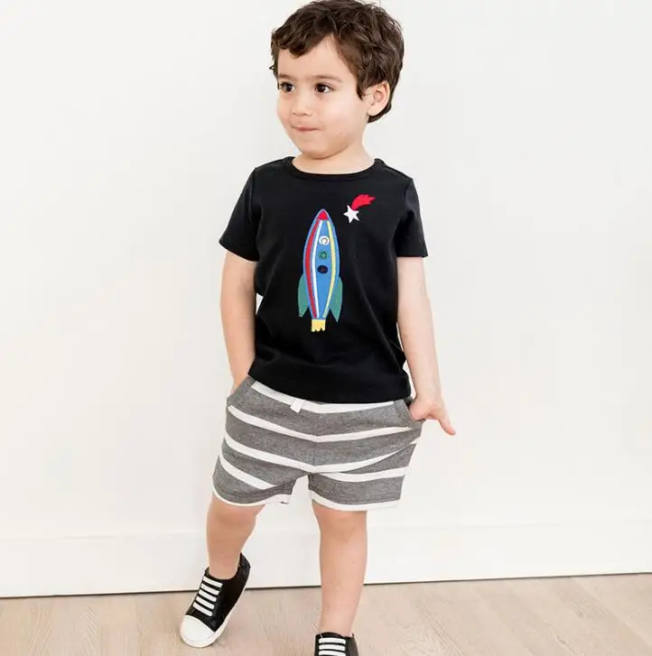 Летний комплект для мальчиков, топ с короткими рукавами+ шорты, комплект одежды из 2 предметов, детская одежда