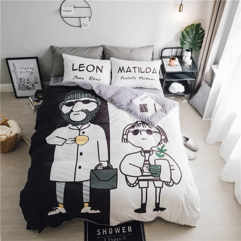 Luxury Fleece Fabric Bedding Sets Cute Bear Queen Size Duvet Cover Set