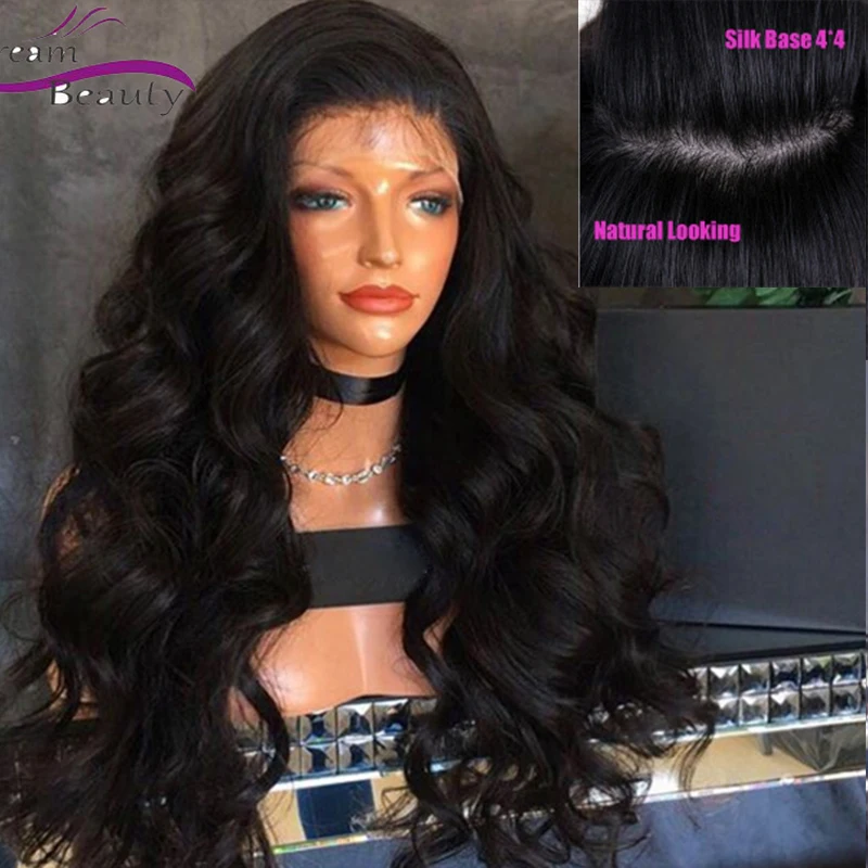 180 Density Peruvian Human Hair Silk Base Full Lace Wig Body Wave Human Hair Glueless Front Lace
