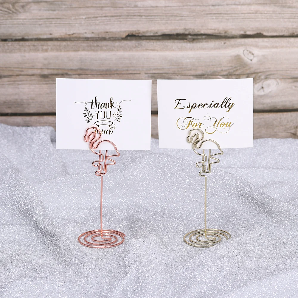 

1 PC Fashion Place Card Holder Romantic Flamingo Pattern Note Clip Clamps Stand Desktop Decoration Photos Clips Wedding Supplies