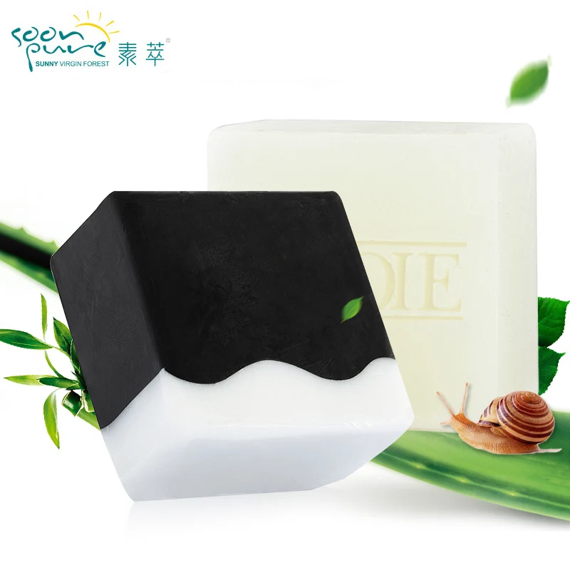 SOONPURE Bamboo Charcoal Snail Essence Face Soap Cleanser Blackhead