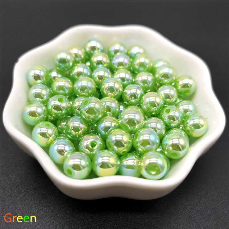 

Green AB Beads For Jewelry Making DIY Beautiful Plating Acrylic Loose Spacer Bracelet & Necklaces & pendants DIY Beads#40