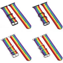 Натовский нейлоновый ремешок для часов iWatch 4 3 2 1 для Apple Watch Band 38 мм 40 ремешок для часов, мм 42 мм 44 мм Радужный Браслет