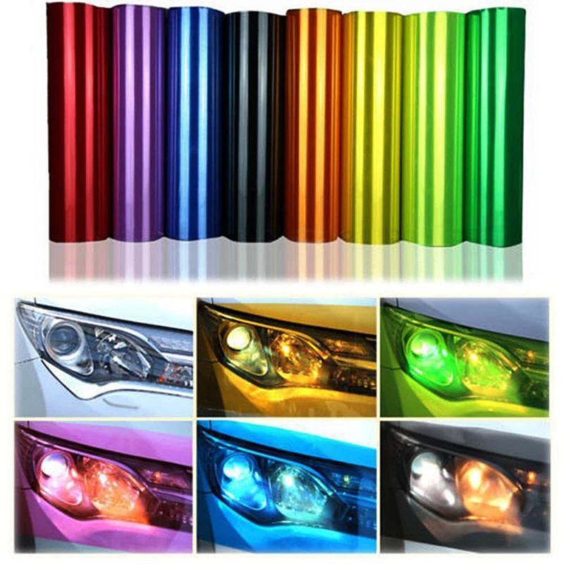 

1PC Color-Changing Film Headlight Taillight Sticker Light Film Wrap Stretchable Waterproof Self-adhesive PVC Car 30X100CM