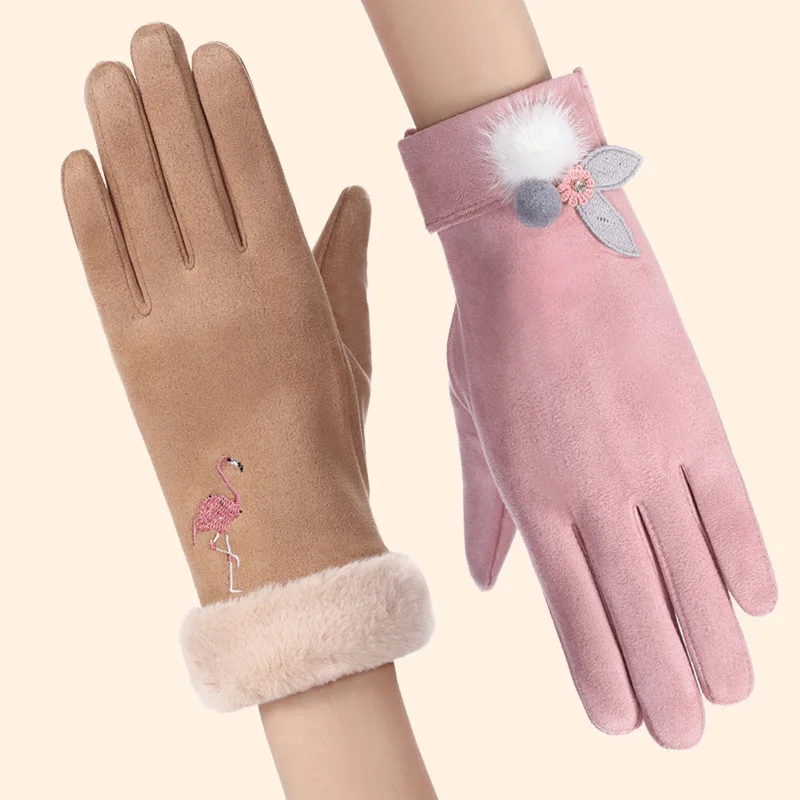 6 стилей женские зимние ветрозащитные и бархатные теплые перчатки Сенсорный экран перчатки женские зимние перчатки на полный палец