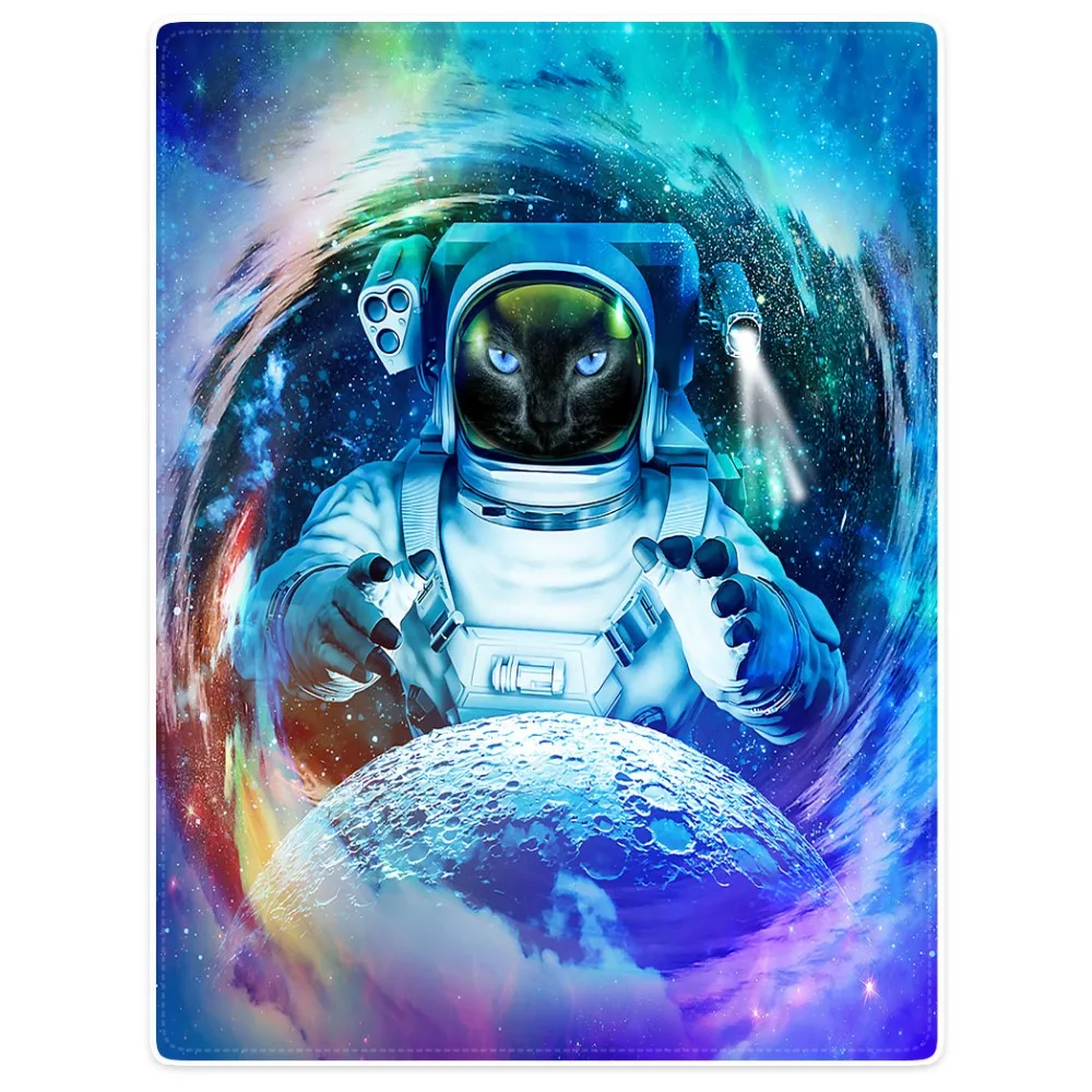 

Blankets Cobertor Comfort Soft Plush Easy Care Funny Astronaut Cat Galaxy Blue Animal Warm Throw For Sofa Bed