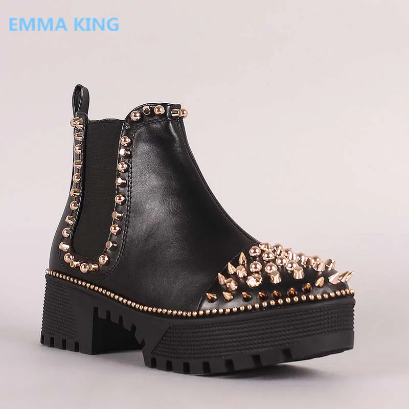 platform booties with spikes