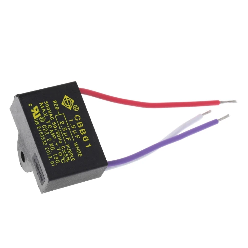 Black CBB61 1.5uF+2.5uF 3 Wires AC 250V 50//60Hz Capacitor For Ceiling Fan