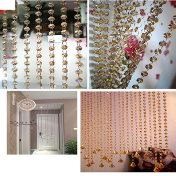 

Customize Golden Champagne 5MCrystal Glass Garland Strand 14mm Octagon Beads Chain For Wedding & Christmas Event Decoration