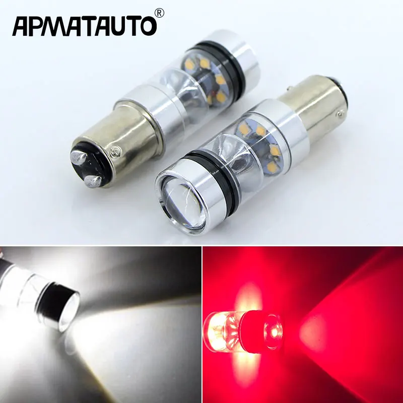 2X 1157 BAY15D 7225 BAZ15d P21/4 Вт P21W/5 красный/белый с острым чипом светодиодный 5 двойной