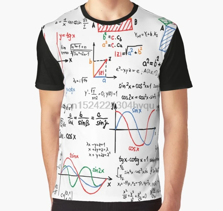 

All Over Print 3D Tshirt Men Funny T Shirt Mathematics Formulas Numbers Sticker