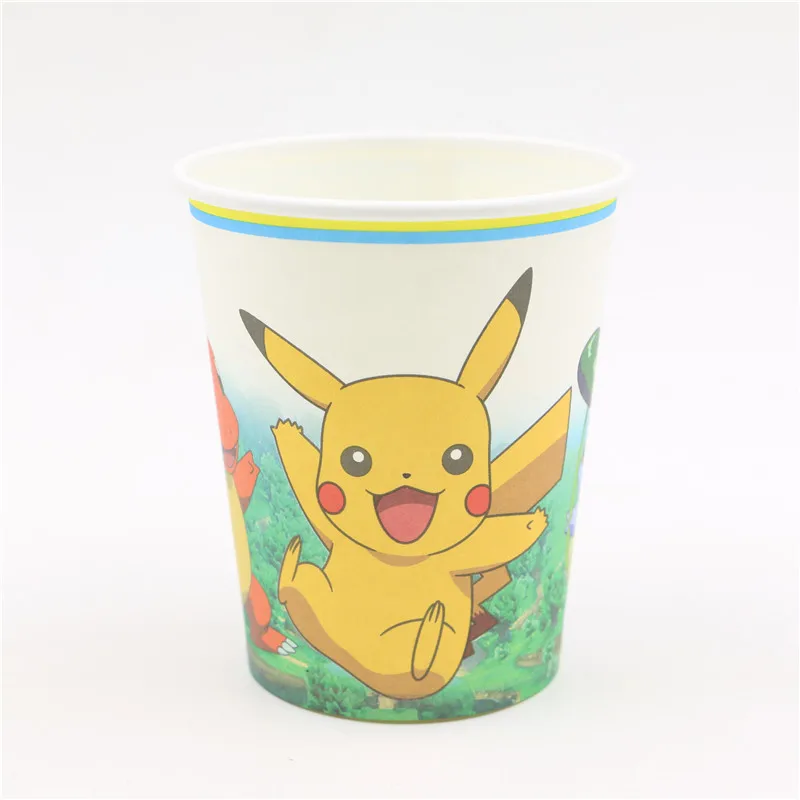 

10Pcs/lot Hot Sale Pokemon Go Pikachu Charmander Kids Boys Bithday Decoration Paper Drinking Cups/Glasses Event Party Supplies