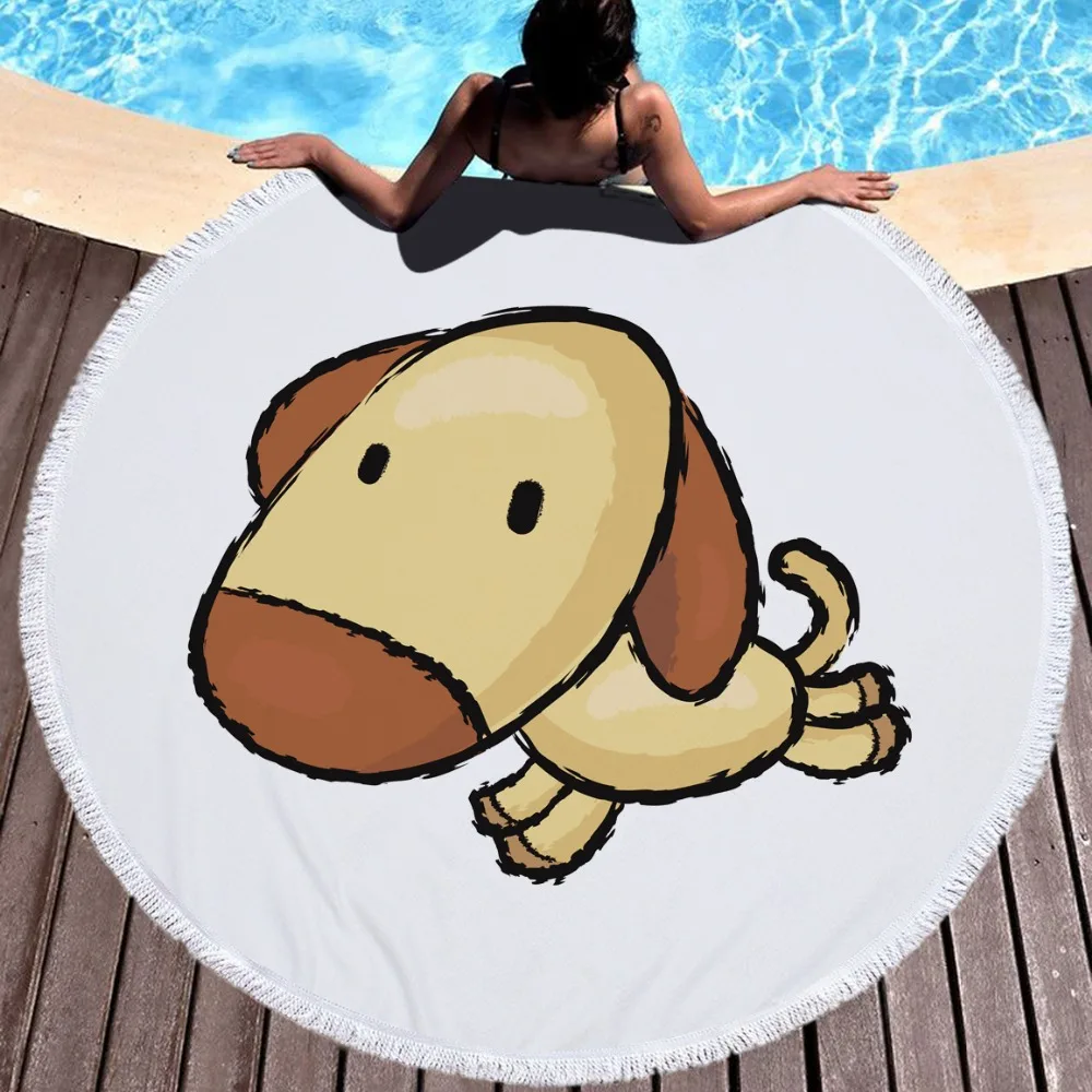 

1Pcs Soft Microfiber Creative Cute Dog/rabbit/cow Beach Towel Beach Scarf Cover Up Yoga Mat Wall Tapestry blanket diameter 150cm