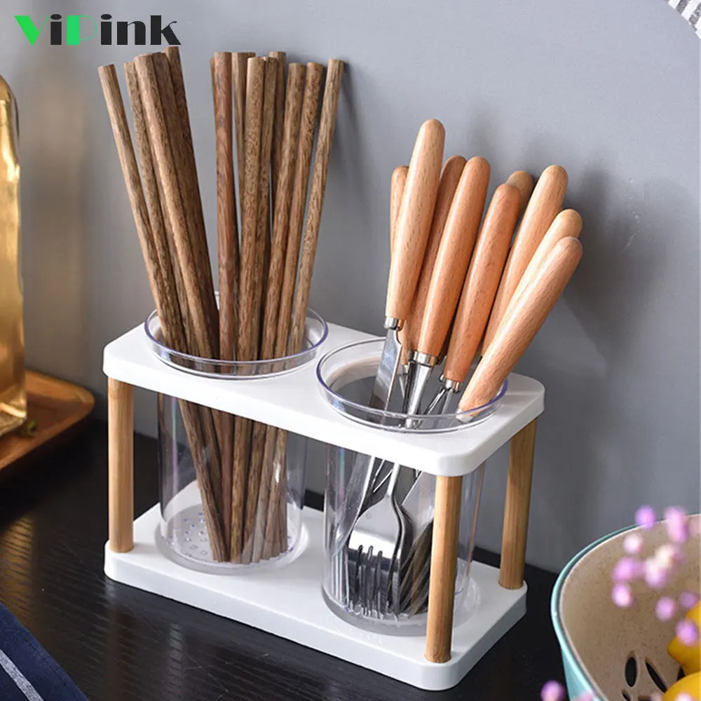 

Chopstick Cutlery Drainer Bamboo Japanese Chopstick Holder Cage Kitchen Tableware Storage Tube Plastic Spoon Cutlery Drain Rack