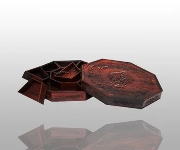 

Woodcarving Filling eight sides candy box Redwood Home Kitchen Storage Case Rosewood Pez Dispenser chinese Classic Style Plates