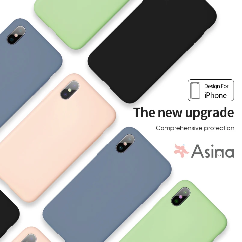 

Silicone Case For iPhone 6 6s 7 8 Plus Original Liquid Silicone Plain Color Clear Bumper For iPhone X Xs Max XR Coque Capa