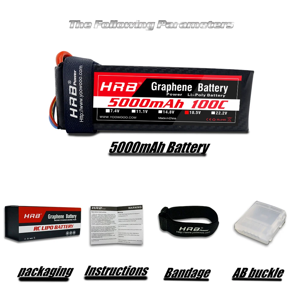HRB графеновая батарея Lipo 5S 18 5 V 5000mAh 100C Burst 200C XT90 XT60 T ремень Высокая скорость