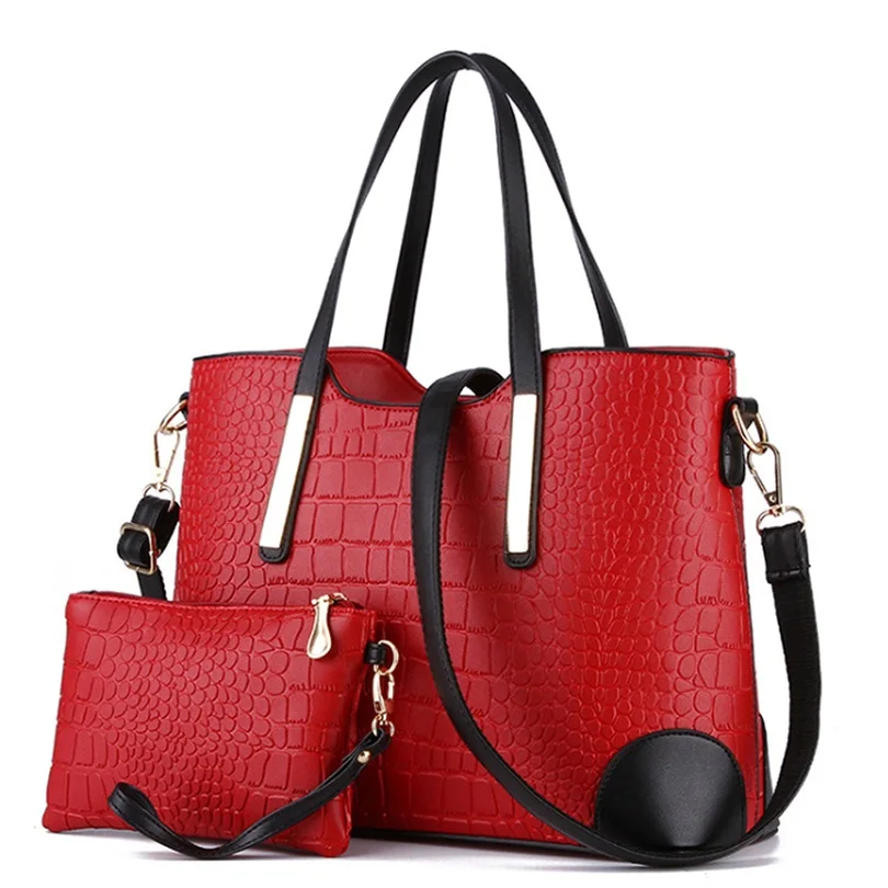 Luxury Crocodile Big Composite Women Handbag Famous Brand Design Bucket Tote Solid Fashion Shoulder Bag Elegant Lady DXF02